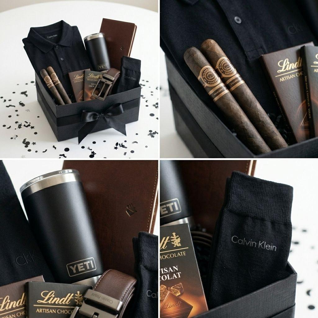 Luxury Gift Box for Him, second view of the box as it goes out
