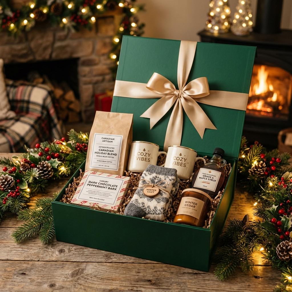 A Christmas gift box, packed by hand in Canada