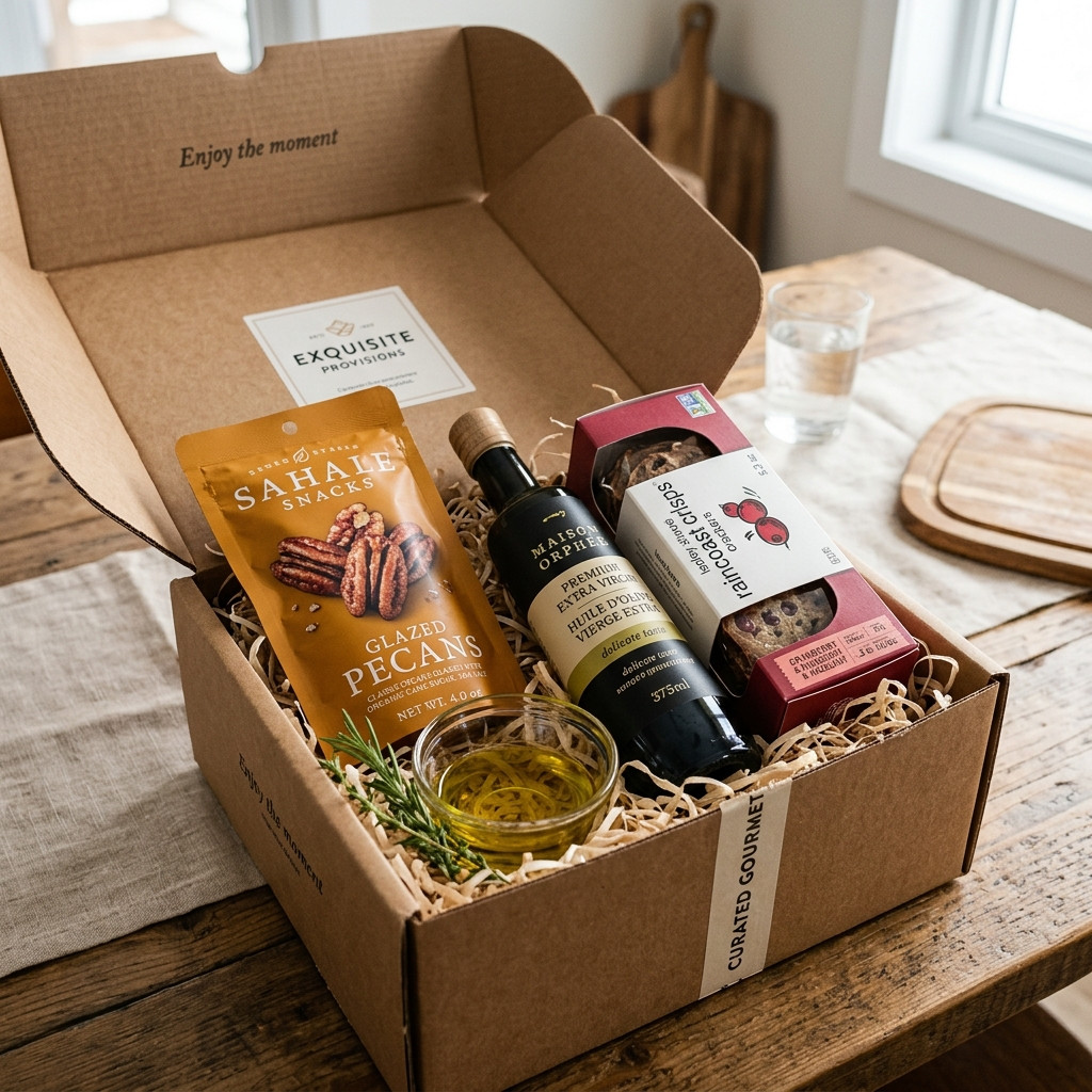 The Gourmet Treats Box, packed and shipped in Canada