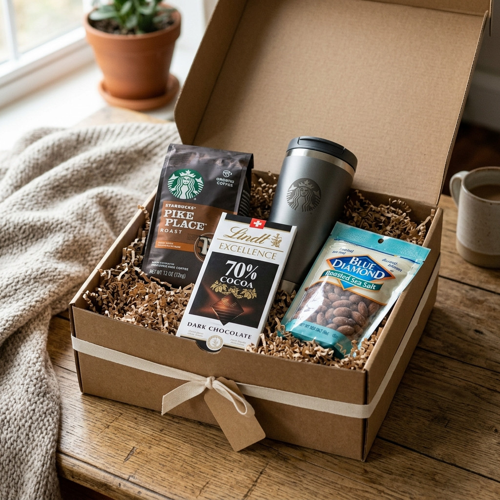 The Coffee & Solace Sympathy Box, packed and shipped in Canada