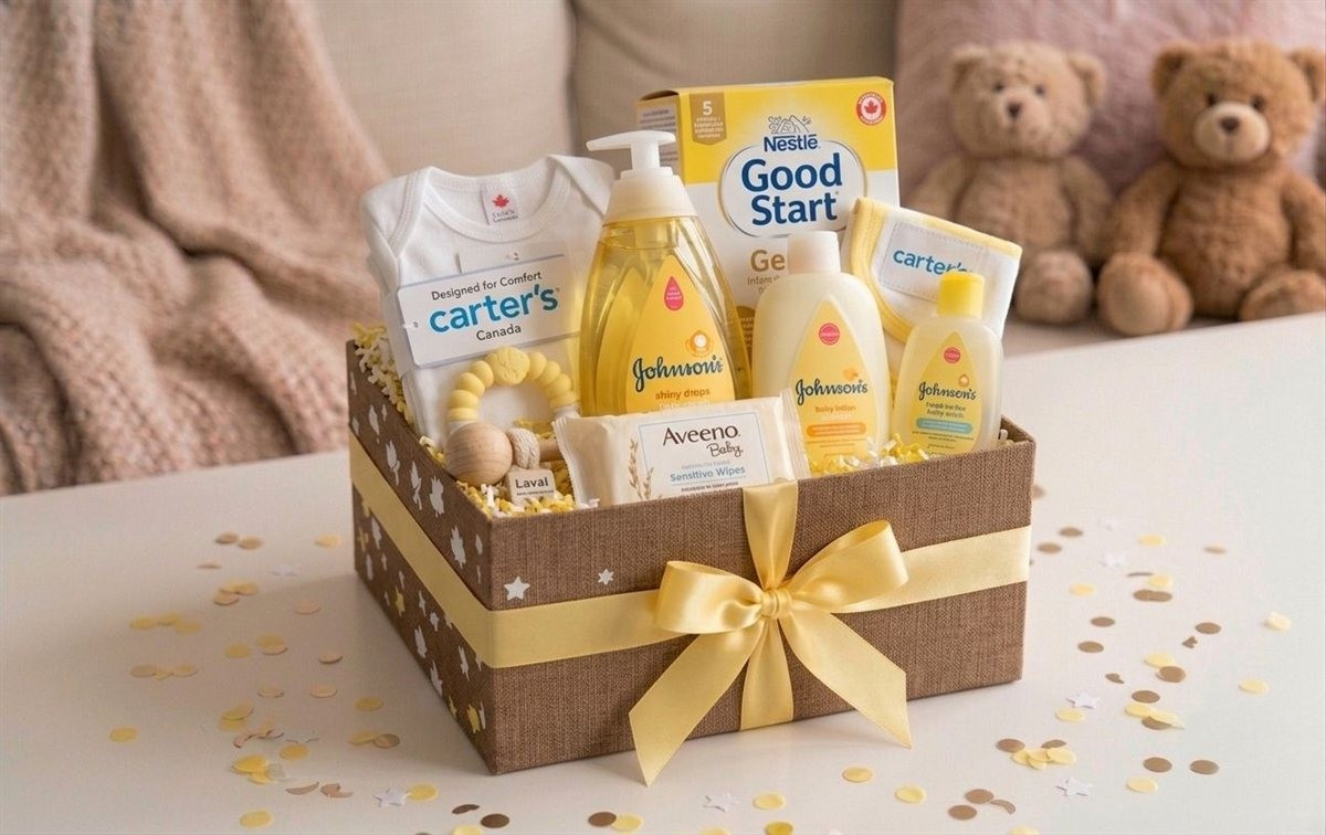 Neutral Newborn Gift Box, packed and shipped in Canada