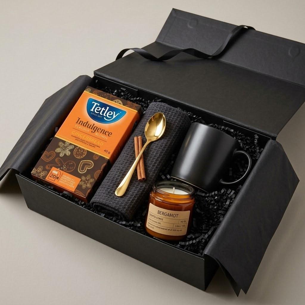 The Thanksgiving Gift Box, packed by hand in Canada with a handwritten card on top